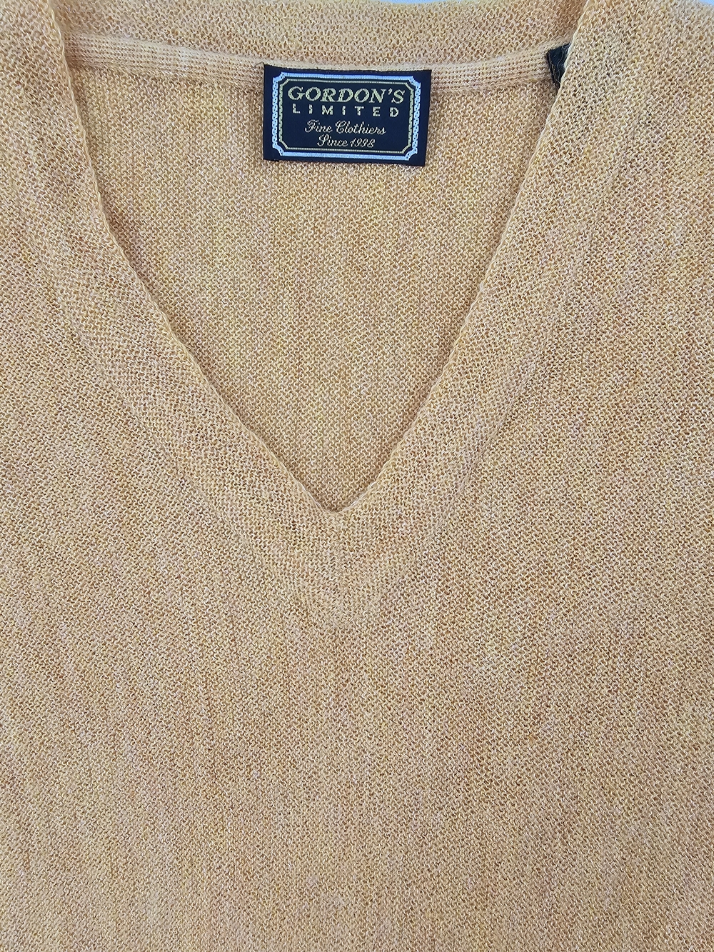 Gordon's Limited Baby Alpaca Wool Ribbed V Neck Sweater Vest Men's XL Tan Yellow - Picture 7 of 9